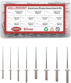210Pcs Silver 3/16'',1/8'' Pop Rivets Assortment Kit, 8 Sizes Aluminum Rivets,Aluminum blind rivets for metal Dome Head rivet kit