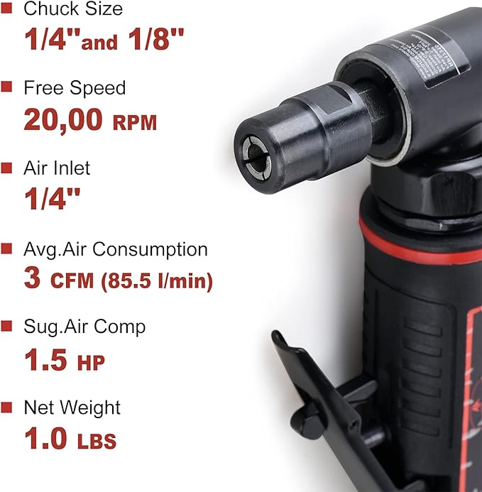AEROPRO TOOLS 1/4-Inch Angle Pistol Grip Air Angle Die Grinder AP17315 with 1/4 collect, 20000 RPM