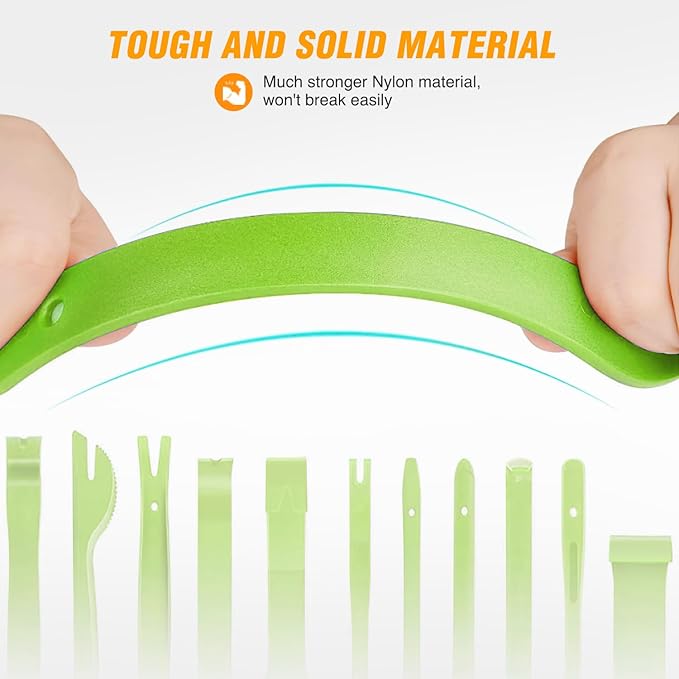 GOOACC 13PCS Nylon Trim Removal Tool Set for Bumper Fastener Rivet Clips Car Door Clip Panel Audio Video Dashboard Dismantle Green