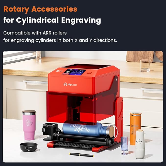 AlgoLaser 3W Laser Engraver Machine: Portable & Smart with 3.5" Touch Screen, Hand Drawing/Wireless/SD Card/Offline Engraving, AlgoOS 2.0 Self Developed System for Wood, Acrylic, Leather