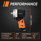 WORKPAD Air Impact Wrench, 1/2 Inch 750N.m, High Torque, Lightweight, 2.8 lbs, Twin Hammer, High Power