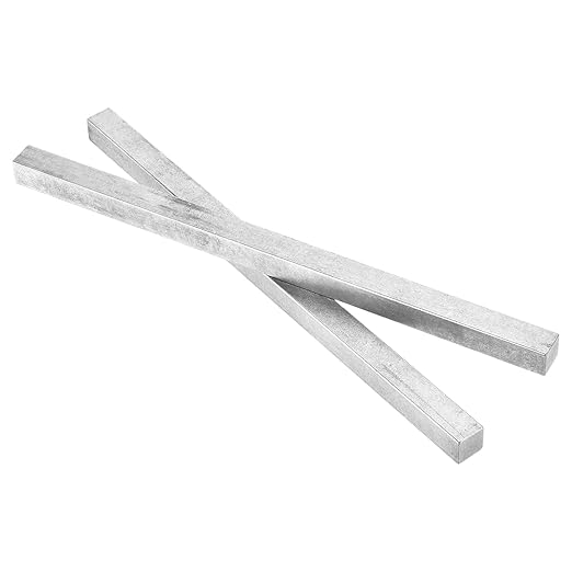 uxcell 2 Pcs Square Steel Key Stock, 5/8" x 5/8" x 12" Cold-Drawn 45# Steel Bars Precision Key Stock for Gearbox Coupling, Silver Tone