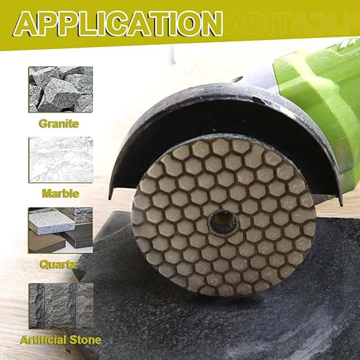 Dry Diamond Polishing Pads 4"/100mm - 8pcs Grit 200 Polish Pad Kit for Granite Marble Artificial Stone Quartz for Angle Grinder SANLEETEK