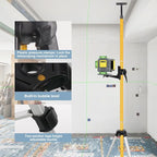 Telescoping Laser Level Pole with Tripod, 13.8Ft./4.2M with 1/4-Inch by 20-Inch Laser Mount for Rotary and Line Laser Level, 5/8"-11 Adapter Nut Included