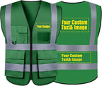 BeautyWill Custom Safety Vest Customized Logo Class 2 High Visibility Reflective Vest with Pockets Construction workwear