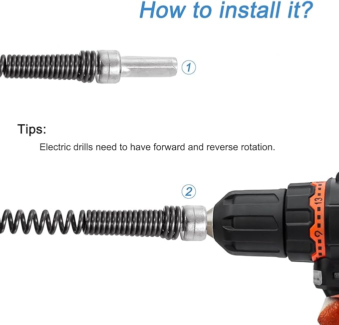 uxcell 3.28Ft Drain Auger Cable, Pipe Cleaning Spring Clog Remover, Flexible Plumbing Snake Pipe Drain Cleaner for Kitchen, Shower Sink