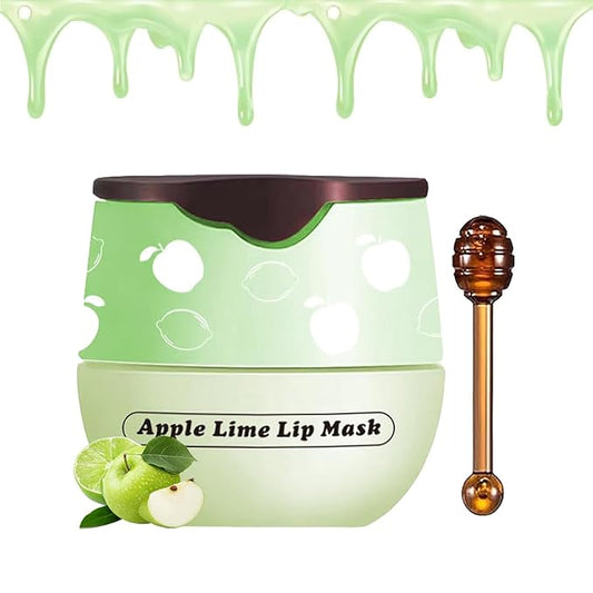 1 PCS Bee Lip Balm Honey Pot, Exfoliating Apple Bee Lip Balm Sleeping Lip Mask Overnight with Sticks, Honey Pot Lip Balm Prevention Dry Hydrating and Crack Lip Scrubs-VeraVaultWomen