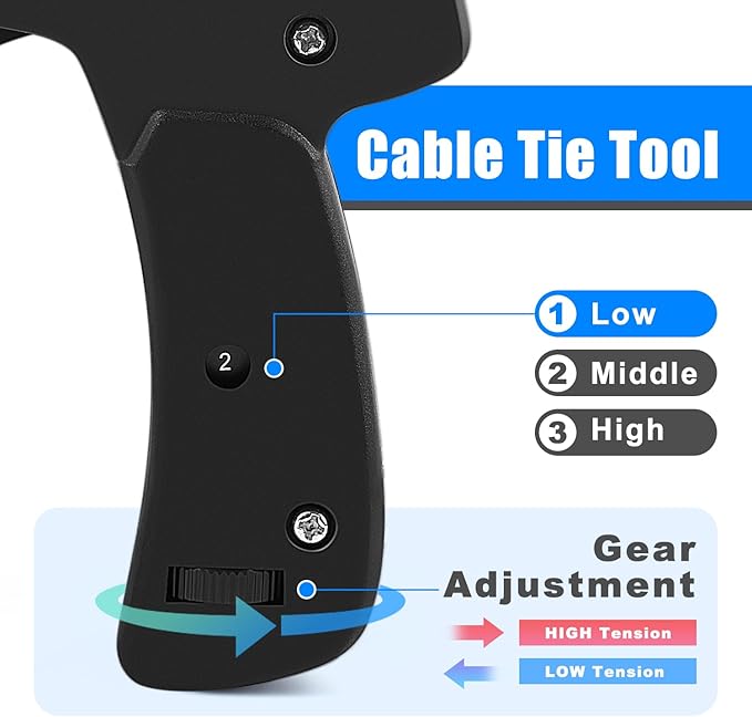 Knoweasy Cable Tie Gun and Cable Tie - Fastening and Flush Cutting Tool with Steel Handle Zip Tie Tool for Nylon Cable Ties