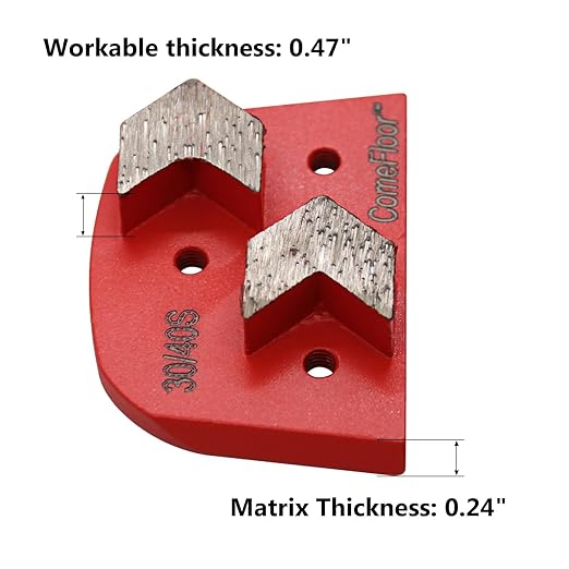 Concrete Floor Grinding Discs, Diamond Metal Grinding Tooling for Lavina Grinders, Concrete Preparation & Thin Epoxy Remove, Double Arrow Segments 30/40 Grit Soft Bond, Pack of 9