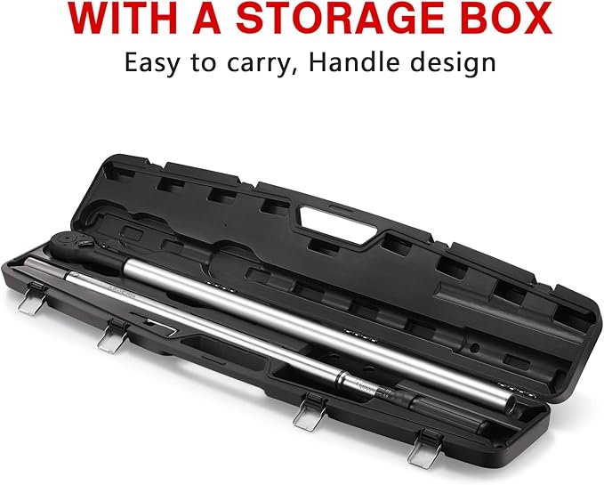 1-Inch Drive Click Torque Wrench, Dual-Scale Adjustable Torque Wrench Set with a Hex Key 200-1000ft.lb / 271-1356.7Nm