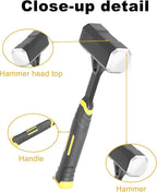 2lb Sledge Hammer - Heavy Duty Forged Forged One Piece Steel Construction with Fiberglass Handle, Perfect for Demolition, Construction, and Driving Stakes