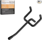 INCLY 50 Pack Black Pegboard Hooks, 2 Inch Metal Peg Board Hooks Accessories, Peg Board Tool Hangers Fit for 1/8“ and 1/4" Pegboard Hanging Tools for Garage, Craft Room, Kitchen, Store
