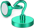 MIKEDE Magnetic Hooks Heavy Duty, 150LB Strong Magnet with Hook for Fridge, Super Neodymium Extra Strength Industrial Hooks for Toolbox, Cruise, Grill(Green,10 Pack)