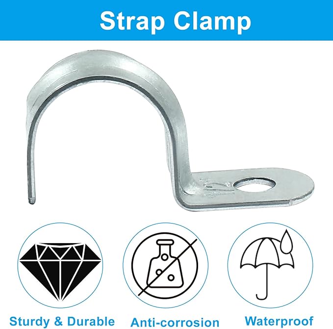 Biaungdo 30 Pcs M20 Rigid Pipe Strap, 3/4 Inch Zinc Plated Steel One Hole Strap Bracket Pipe Clamps Heavy Duty Conduit Clamps Tension Tube Clip Cable Clamp Hanger for Conduit, Pipe Fixing