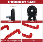 Landhoow Large Magnetic Hooks Heavy Duty Garage Magnet Hooks Strong Storage Utility Magnetic Hangers with Anti Slip Rubber Coating for Indoor and Outdoor Hanging(Red,4 Pcs)