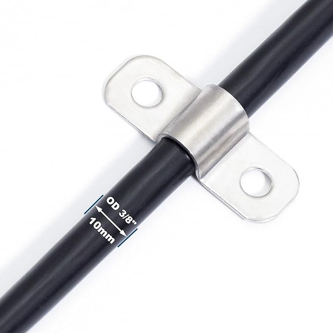 3/8 Inch Stainless Steel Conduit Clamps 2 Hole Pipe Clamps U Pipe Bracket Conduit Fixing Clips, Universal Clamp for Cylindrical Components - Fits OD 10 mm (Approx.3/8") | 20 Pcs