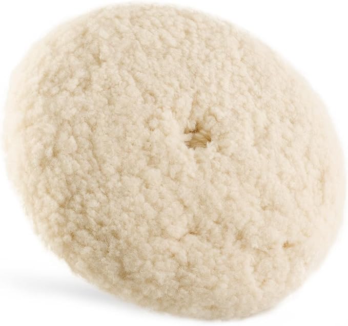 SPTA 8" (200mm) Wool Buffing Pad, Double Side 100% Natural Wool Pad with 5/8-11 Thread for 2-Sided Compound Cutting and Polishing for Automotive, Marine and Epoxies