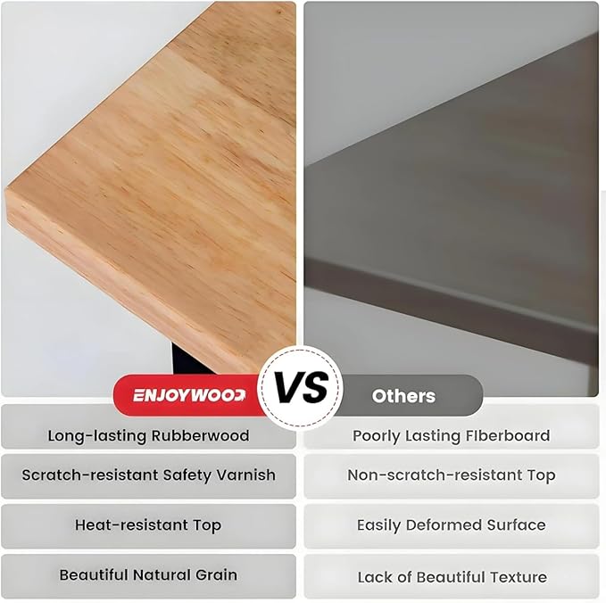 Work Bench for Garage 48 x 20 Inch Adjustable Height Rubberwood Tabletop Work Table with Pegboard, Power Outlets Garage Workbench for Woodworking Shop, Home, Office, Electronic Cutting Wood