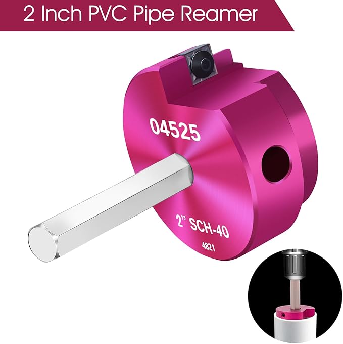 PVC Fitting Saver 2-Inch Head,2" PVC Pipe Reamer with 3/8-Inch Hex Shaft,Socket Saver Plumbing Tool Plastic Pipe Fitting Reamer for Sch.40 CPVC ABS Hub,Fit Standard 1/2" Drills