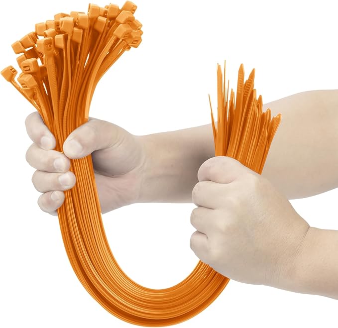 XINGO Orange 20 Inch Zip Ties Heavy Duty 100 Pack, 200 LBS Ultra Strong Plastic Wire Ties, Large Cable Ties Extra Long Tie Wraps, Indoor and Outdoor UV Resistant