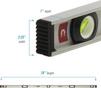 CHANNELLOCK 78-Inch Professional-Grade Magnetic Aluminum I-Beam Level with 3 Vials, 5100-0078M