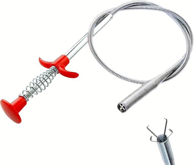 33.8 inch Drain Snake Hair Drain Clog Remover Tool - Sink Drain Cleaner for Toilet Sewer Shower Kitchen Bathroom Tub Clogged Drains Opener Cleaning Tool, Flexible Grabber Claw Pick Up Tool