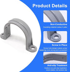 1-1/2 Inch PVC Pipe Strap, 2-Holes Conduit Pipe Clamps Plastic Pipe Supports (Grey, 10 Pcs)