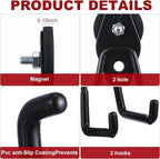 Landhoow Large Magnetic Hooks Heavy Duty Garage Magnet Hooks Strong Storage Utility Magnetic Hangers with Anti Slip Rubber Coating for Indoor and Outdoor Hanging(Black,18 Pcs)