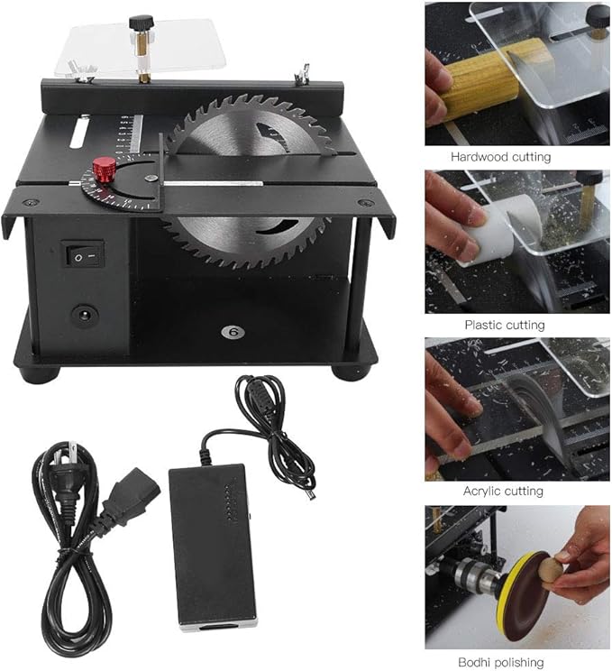 Focket Sliding Compound Miter Saw, Multifunctional Mini Table Saw, 3000rpm, 35mm Cutting Depth, 0-90 Bevel Cutting, Extensible Table, Crosscutting, Versatile Material Cutting