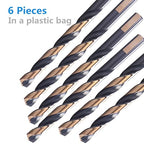 6PCS, 23/64" Black and Gold Finish,Drill Bits