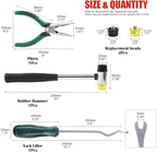 Hilitchi 5 Pcs Upholstery Tools Double-Faced Soft Mallet Tack Hammer with Two Replacement Heads, Decorative Tacks Staple Nails Lifter and Removal Pliers, Hammer Also for Leather, Jewelry Craft Project