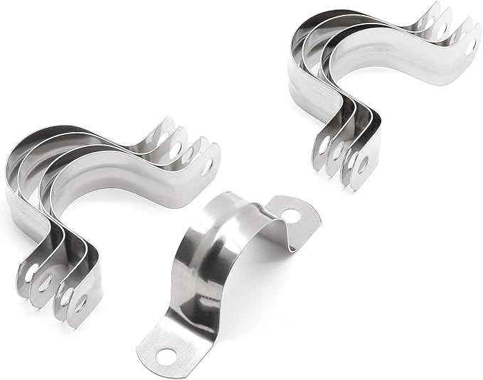 16Pcs 1-3/8 Inch Stainless Steel Conduit Clamps, Two Hole Strap U Bracket Rigid Pipe Strap Metal U Clamp Conduit Strap Tension Clips U-tube Clamp Heavy Duty