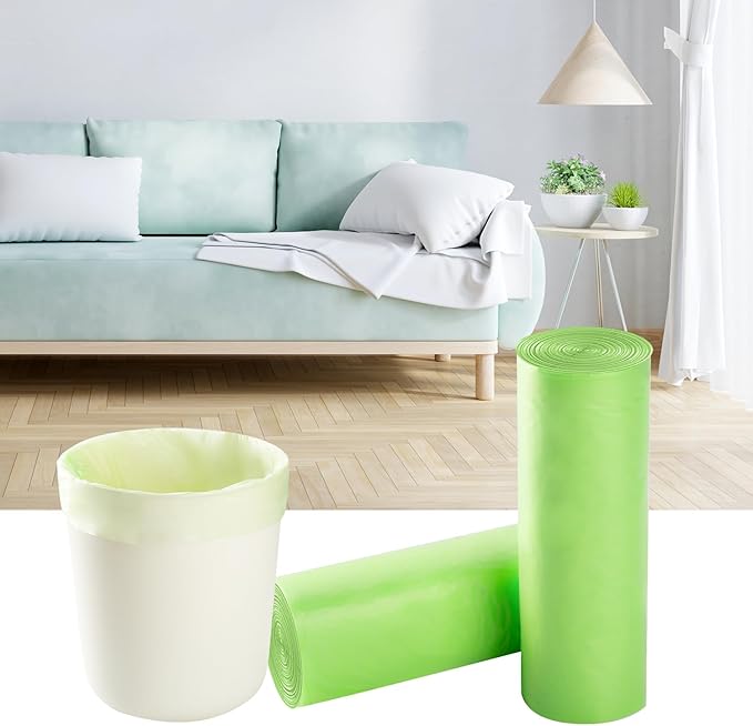 1.2 Gallon Small Trash Bags 120 Count Biodegradable Mini Garbage Bags Leakproof Tear Resistant Trash Can Bin Liners Fit Bathroom, Office, Car, Diaper Pail Unscented green