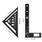 Rafter Square 7 Inch and Framing Square 12 Inch Carpenter Square Set, Aluminum Woodworking Square Tool Ruler for Woodworking, Black