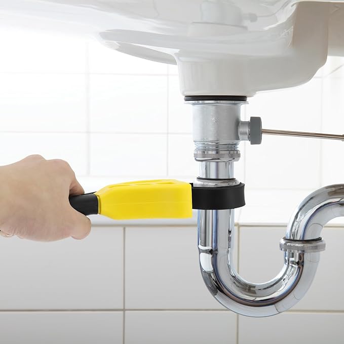 QWORK Strap Wrench Set, 2 Piece Adjustable Rubber 24" & 19.7" Reinforced Belts, Jar Opener for Weak Hands