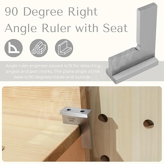 Machinist Square with Base, Atarvana 90 Degree Precision Square Right Angle Ruler Hardened Steel for Woodworking Carpentry