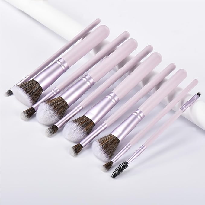 10 Piece Purple Makeup Brushes - Wooden Handle with Soft Synthetic Bristles,for Face & Eye Makeup|Professional Makeup Brushes set for Women & Girls|-VeraVaultWomen