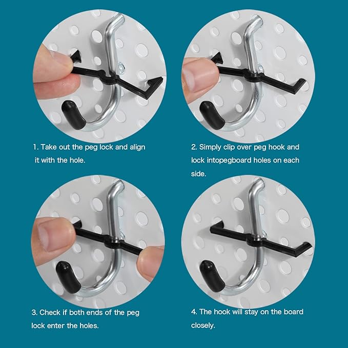 1/4 inch Extra Thick Pegboard Accessories Kit,Only Suitable for 1/4" Pegboard Board,Includes Three Baskets and Multiple Types of Pegboard Hooks,Metal Hooks for Hanging Storage(Black Baskets)