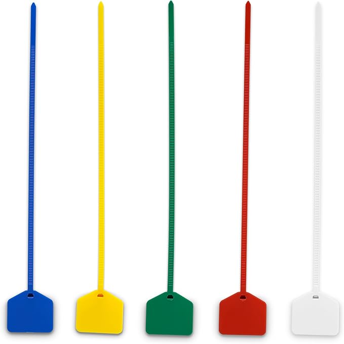 8 in Marker Nylon Cable Ties, Plastic Water Proof Tags, Self-Locking Written-on Cable Marker, Security Seals Label for Cabling, Wire Marking Label, Shipping Hanging Tags - Green/ 100pcs