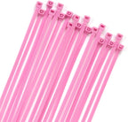 XINGO 100PCS Cable Zip Ties Heavy Duty, Premium Nylon Plastic Wire Ties with 50 Pounds Tensile Strength, Self-Locking Black Nylon Zip Ties for Indoor and Outdoor (10 inch, Pink)