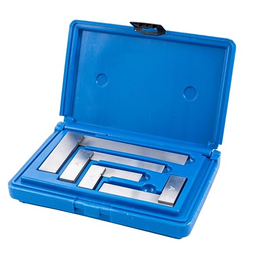 PEC Tools Machinist Square Set, 2", 3", 4" and 6" Squares in Case L-Type Testing Measuring Tool