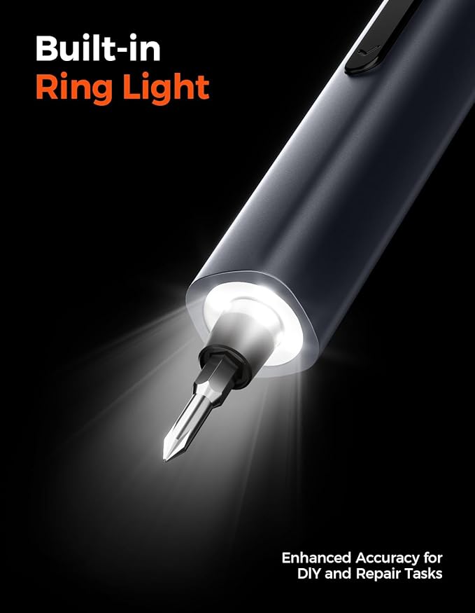 Mini Electric Screwdriver Set, Small Electric Precision Screwdriver with 5 Torque Levels, Max 0.75N.m, 500mAh Battery, 50-in-1 Cordless Power Screwdriver Kit for Laptop, Phone & Electronics Repair