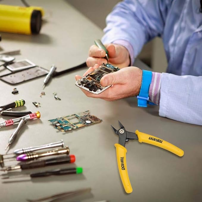 DOWELL Micro Cutter Flush Cutter Electronics Soft Wire Cutters Professional Cutting Copper And Aluminum Wire Cables (2PC)