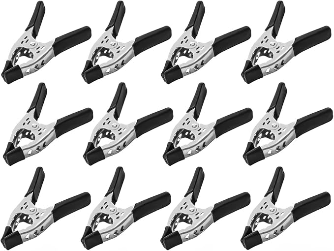 12 Pack - 6" inch Spring Clamp Large Super Heavy Duty Spring Metal Black - 3 inch Jaw opening