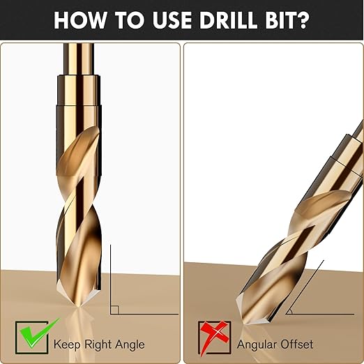 1" Cobalt Drill Bit Set - 6Inch Length, M35 High Speed Steel Jobber Length Drill Bit Kit for Hardened Metal, Stainless Steel, Cast Iron, Wood and Plastic, with Index Storage Case