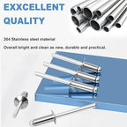 smseace 300Pcs Stainless Steel Pop Rivets Assortment Kit 8-Sizes Stainless Rivets(1/8" 5/32" 3/16") for Metal/Furniture/Automotive/Instruments Stainless Steel Rivets Set