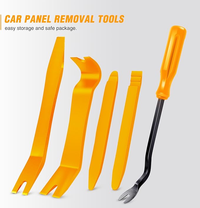 GOOACC 5 PCS Nylon Auto Trim Removal Tool Kit No-Scratch Removal Tool Kit for Car Clip Panel & Audio Dashboard Dismantle Yellow