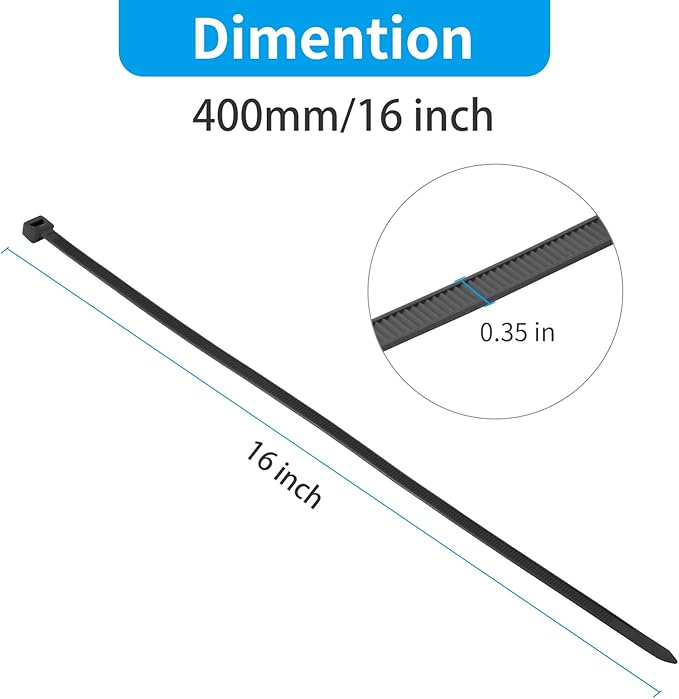 XINGO Gold 16 Inch Zip Ties Heavy Duty 100 Pack, 200 LBS Ultra Strong Plastic Wire Ties, Large Cable Ties Extra Long Tie Wraps, Indoor and Outdoor UV Resistant