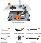 Generic Table Saw 10 Inch, 5500 RPM 15A Powerful Table Saw with Protective Cover, 254 x 15.8 x 24T Blade, 0-45°Cutting Range for Metal, Woodworking, Plastic
