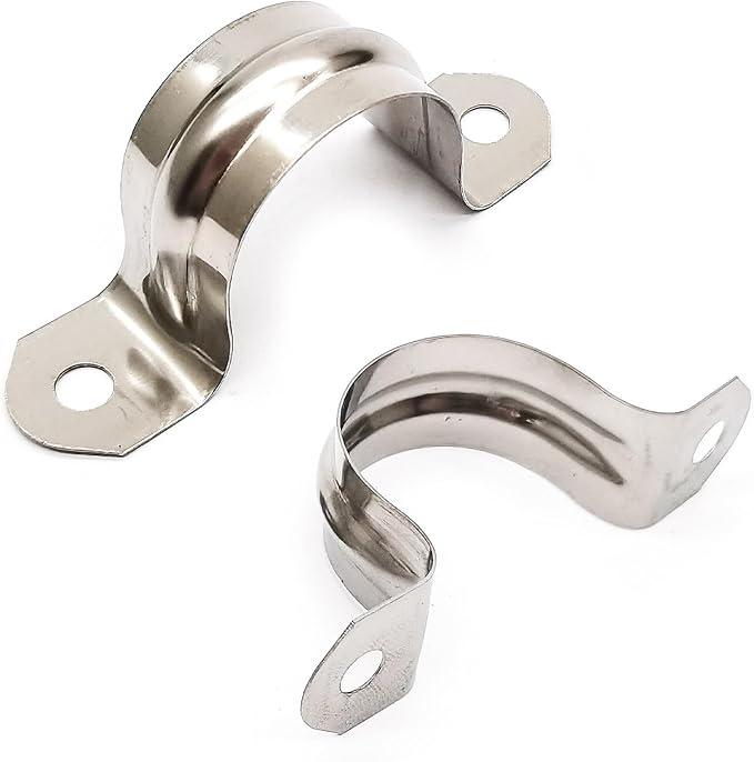 Nge 1inch Rigid Pipe Strap Clamp-Two Hole Strap-U Bracket Tube Clip-Stainless Steel Heavy Duty Pipe Fasten Holder-Secures Conduit，50Pcs（35mm)